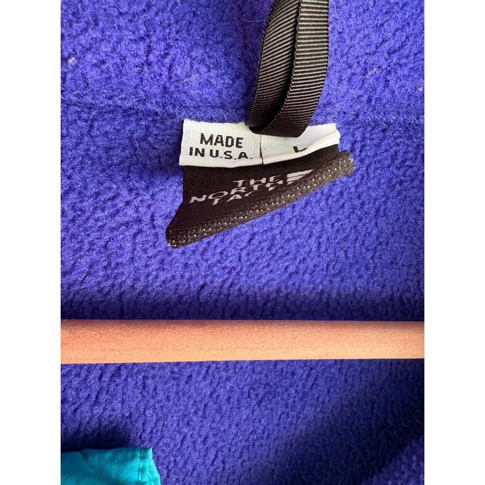 North Face Womens Vintage Fleece Jacket L Snap Blue Purple Outdoors Camp Hike - Picture 4 of 7